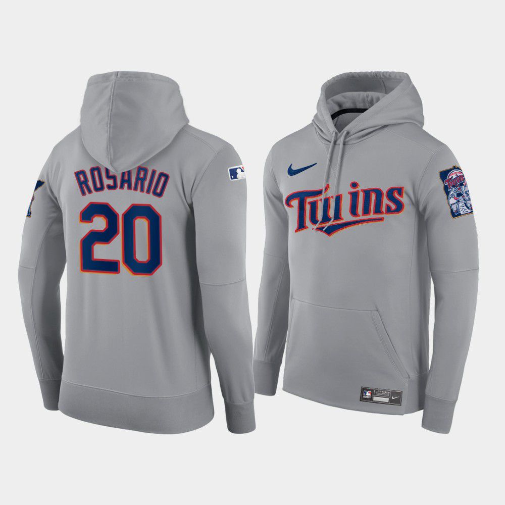 Cheap Men Minnesota Twins 20 Rosario gray road hoodie 2021 MLB Nike Jerseys